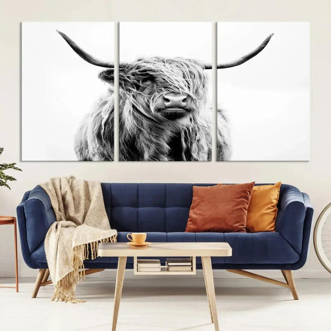 Bring the Charm of a Scottish Highland Cow to Your Farmhouse with Our Wall Art Canvas PrintA Rustic & Cozy Decor