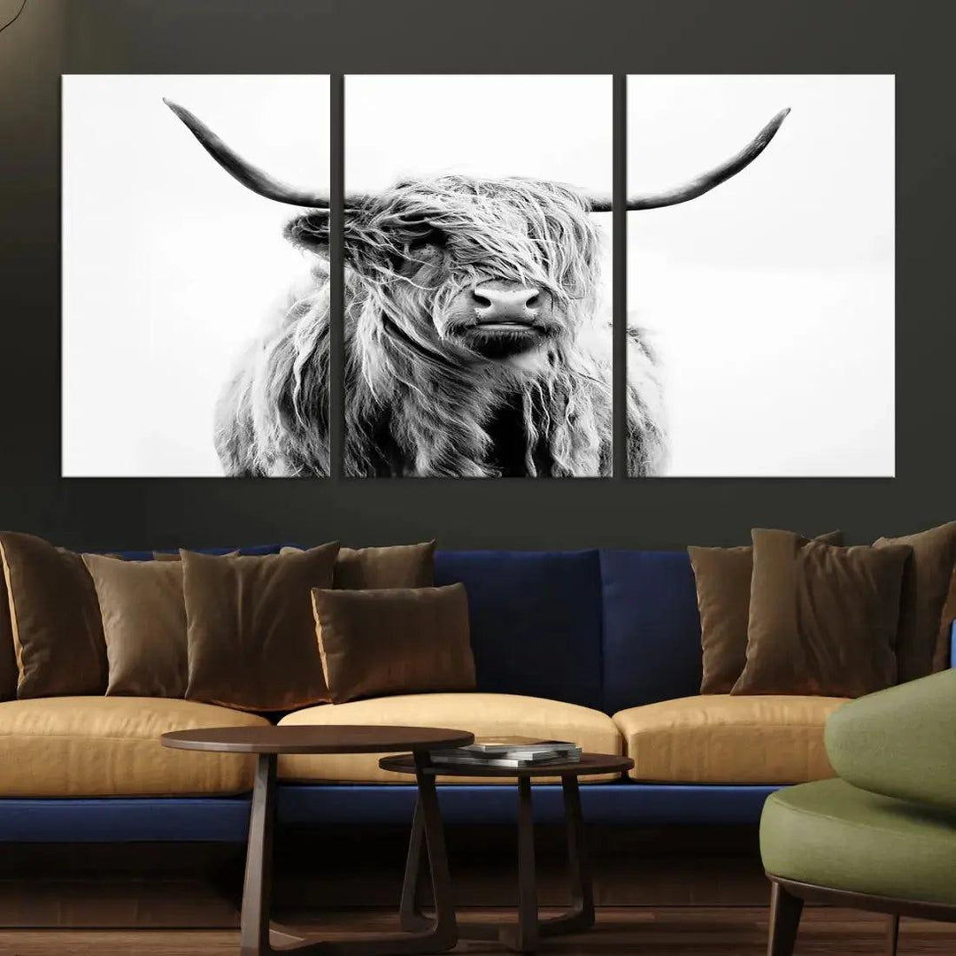 Bring the Charm of a Scottish Highland Cow to Your Farmhouse with Our Wall Art Canvas PrintA Rustic & Cozy Decor