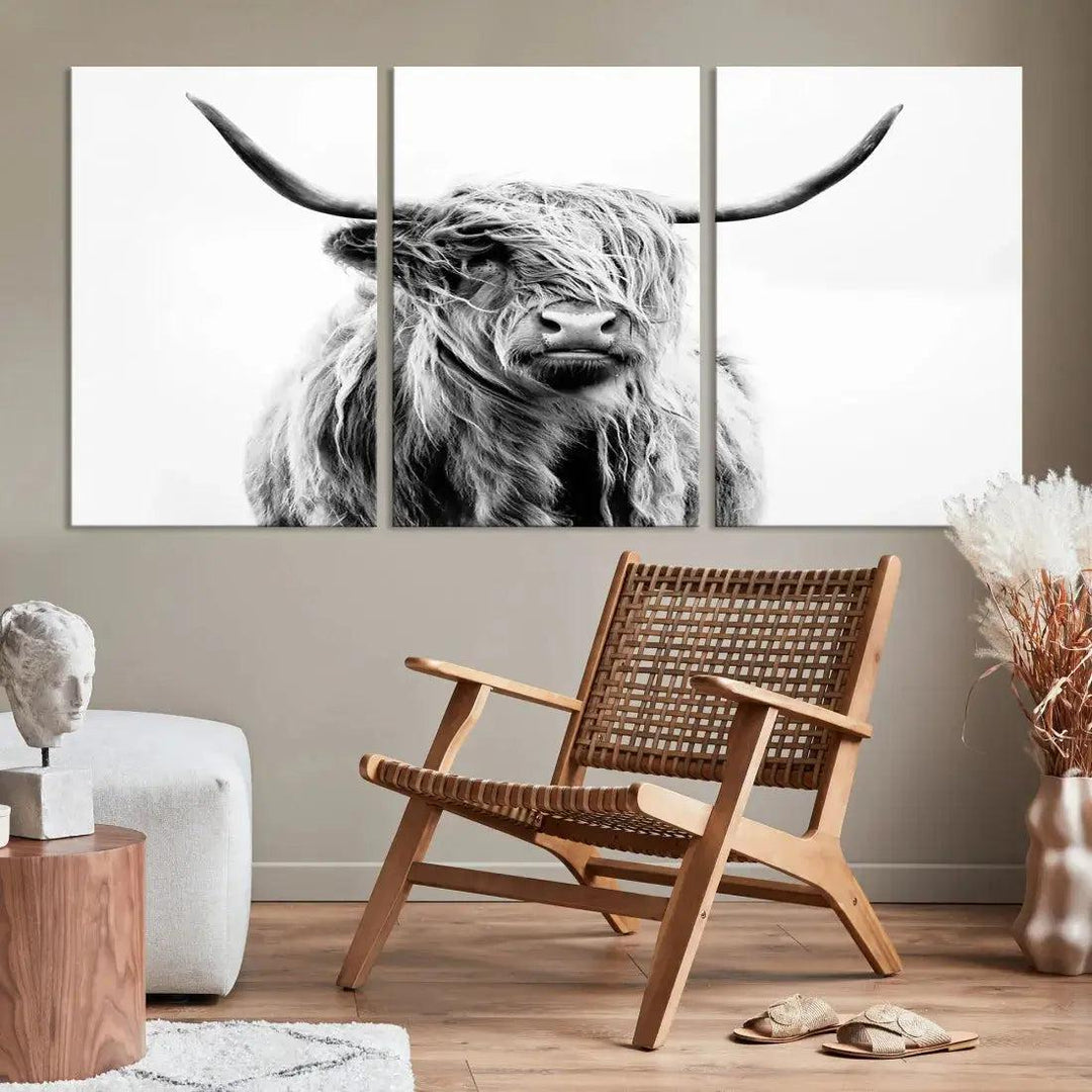 Bring the Charm of a Scottish Highland Cow to Your Farmhouse with Our Wall Art Canvas PrintA Rustic & Cozy Decor