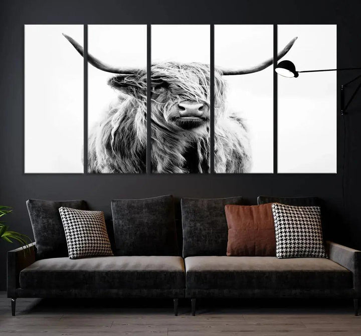 Bring the Charm of a Scottish Highland Cow to Your Farmhouse with Our Wall Art Canvas PrintA Rustic & Cozy Decor