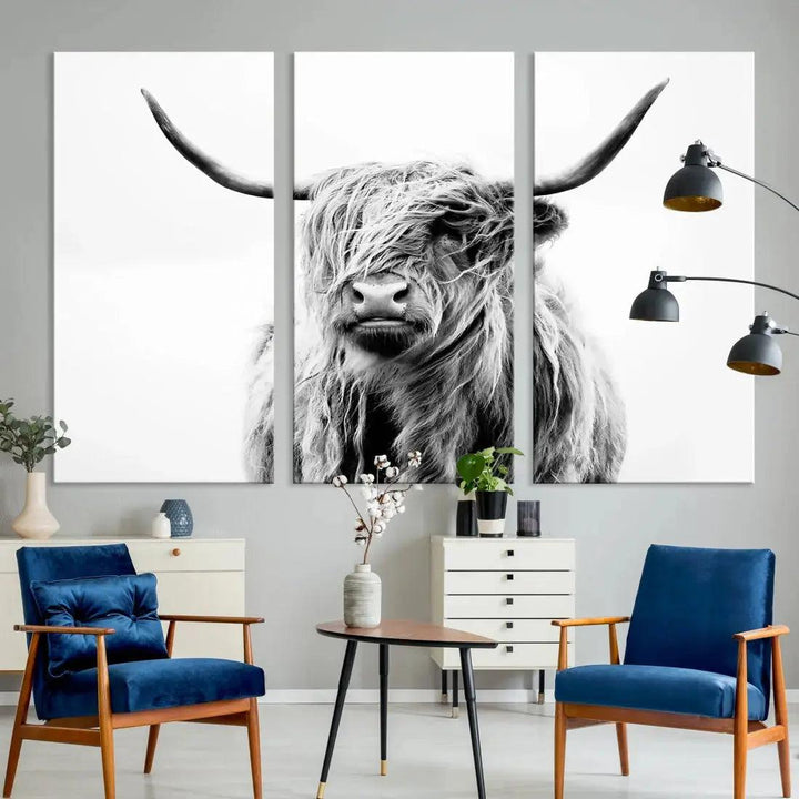 Bring the Charm of a Scottish Highland Cow to Your Farmhouse with Our Wall Art Canvas PrintA Rustic & Cozy Decor