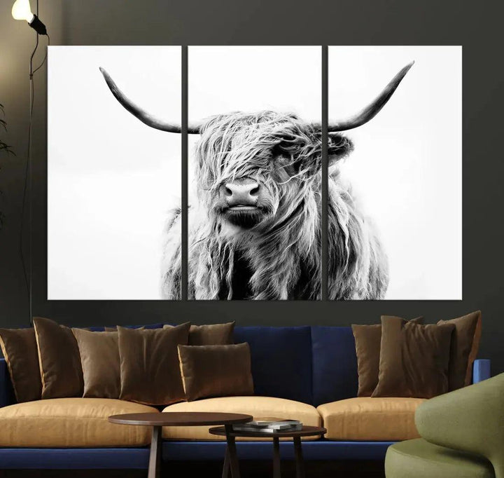 Bring the Charm of a Scottish Highland Cow to Your Farmhouse with Our Wall Art Canvas PrintA Rustic & Cozy Decor