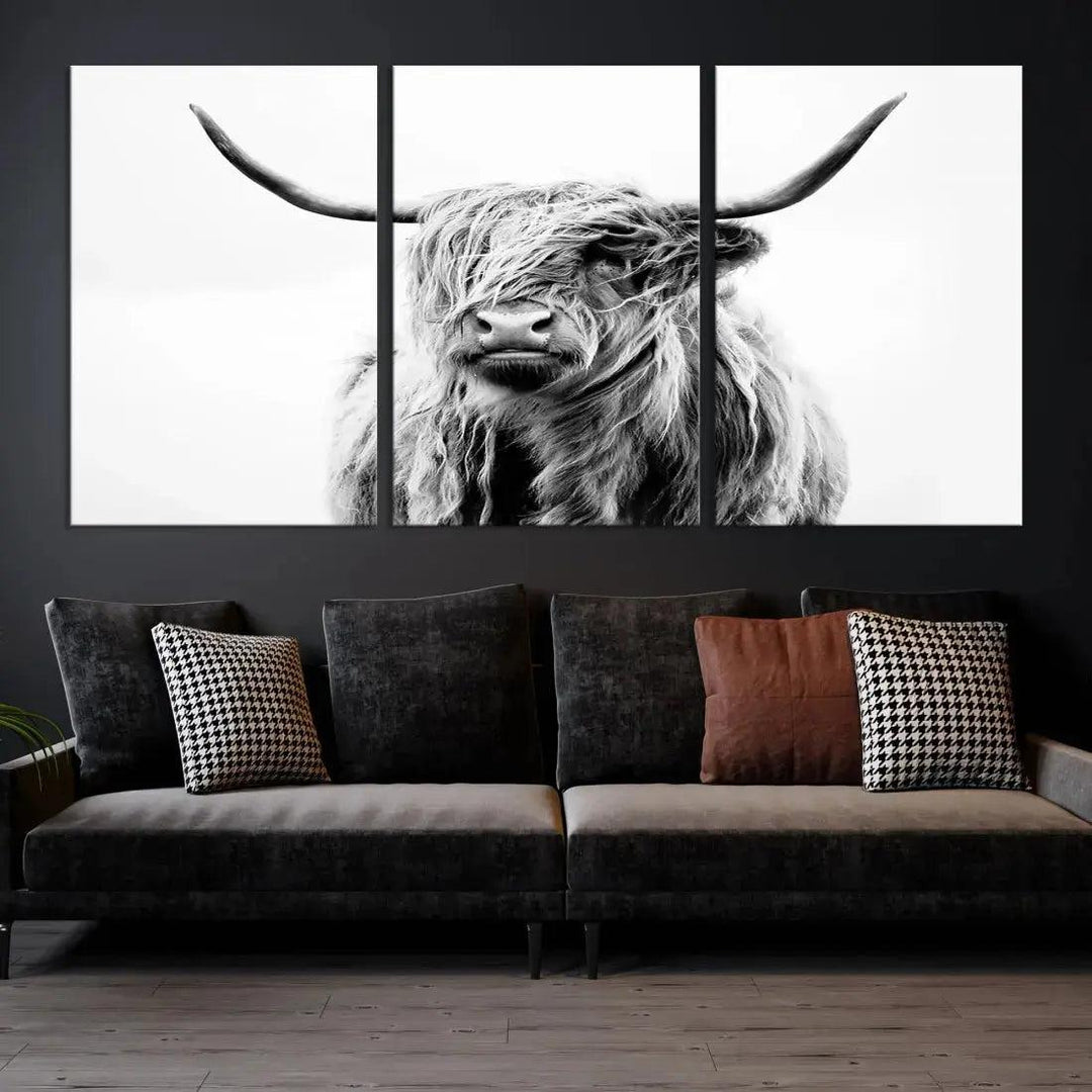 Bring the Charm of a Scottish Highland Cow to Your Farmhouse with Our Wall Art Canvas PrintA Rustic & Cozy Decor