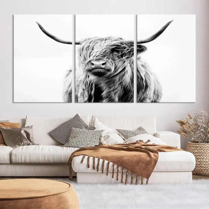 Bring the Charm of a Scottish Highland Cow to Your Farmhouse with Our Wall Art Canvas PrintA Rustic & Cozy Decor