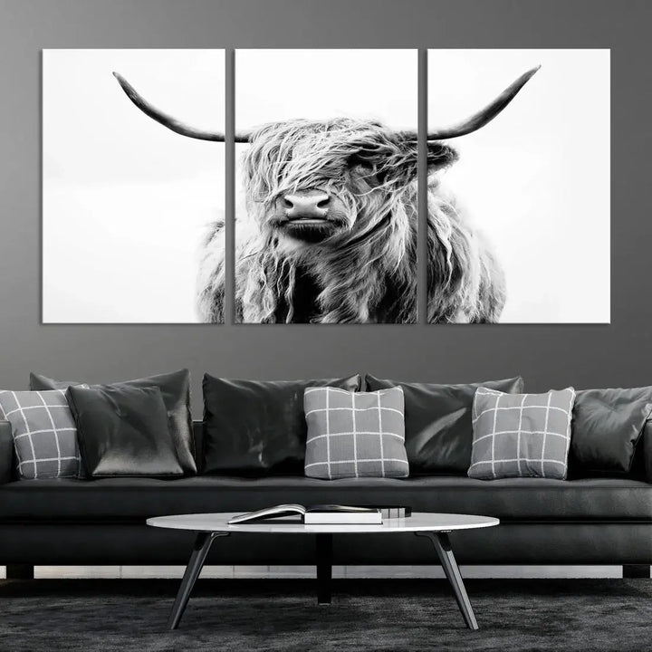 Bring the Charm of a Scottish Highland Cow to Your Farmhouse with Our Wall Art Canvas PrintA Rustic & Cozy Decor