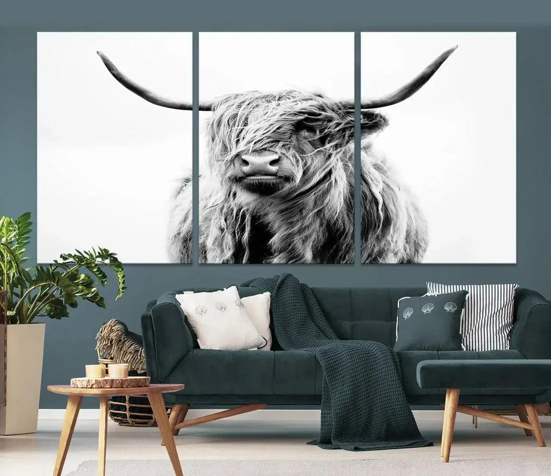 Bring the Charm of a Scottish Highland Cow to Your Farmhouse with Our Wall Art Canvas PrintA Rustic & Cozy Decor