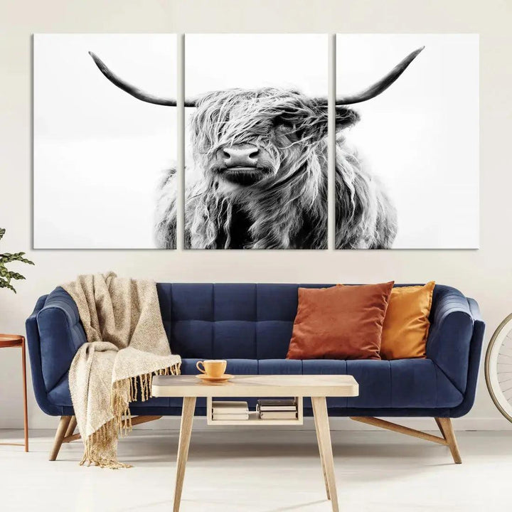 Bring the Charm of a Scottish Highland Cow to Your Farmhouse with Our Wall Art Canvas PrintA Rustic & Cozy Decor