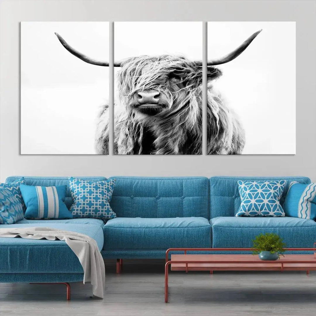 Bring the Charm of a Scottish Highland Cow to Your Farmhouse with Our Wall Art Canvas PrintA Rustic & Cozy Decor