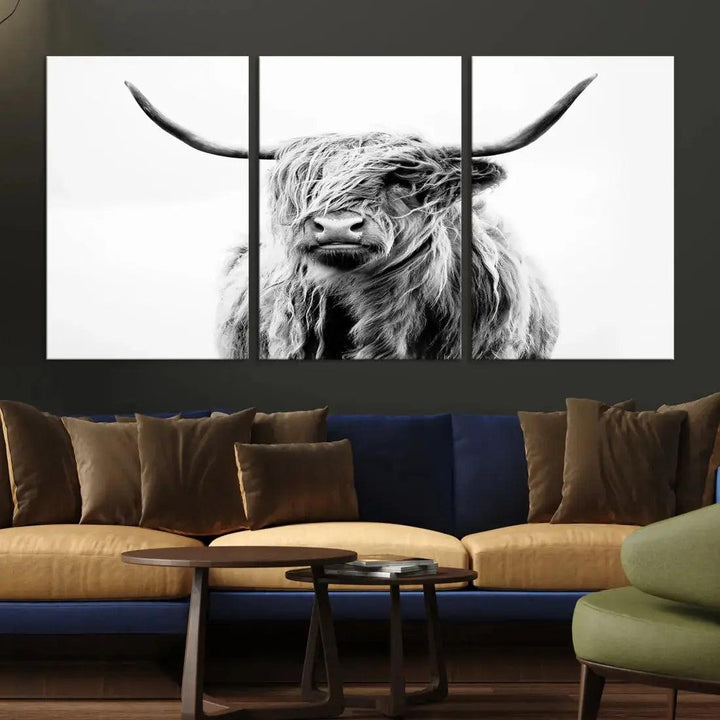 Bring the Charm of a Scottish Highland Cow to Your Farmhouse with Our Wall Art Canvas PrintA Rustic & Cozy Decor