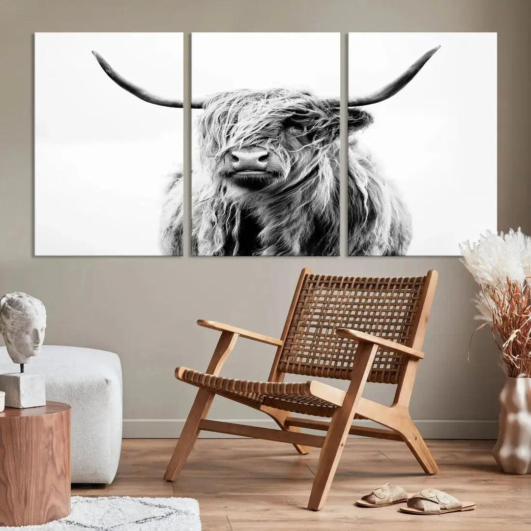 Bring the Charm of a Scottish Highland Cow to Your Farmhouse with Our Wall Art Canvas PrintA Rustic & Cozy Decor