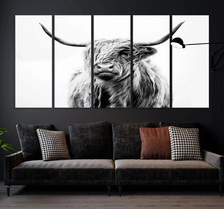 Bring the Charm of a Scottish Highland Cow to Your Farmhouse with Our Wall Art Canvas PrintA Rustic & Cozy Decor