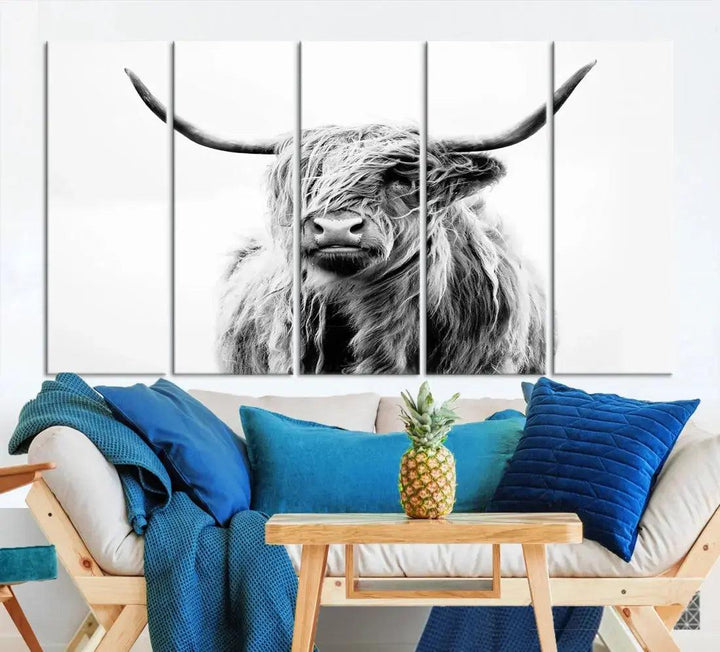 Bring the Charm of a Scottish Highland Cow to Your Farmhouse with Our Wall Art Canvas PrintA Rustic & Cozy Decor