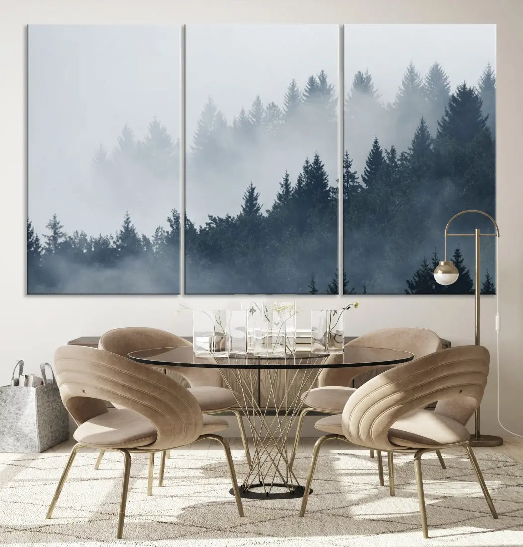 Bring the Peaceful Beauty of a Misty Foggy Forest with Clouds to Your Home with Our Nature Wall Art Canvas Print