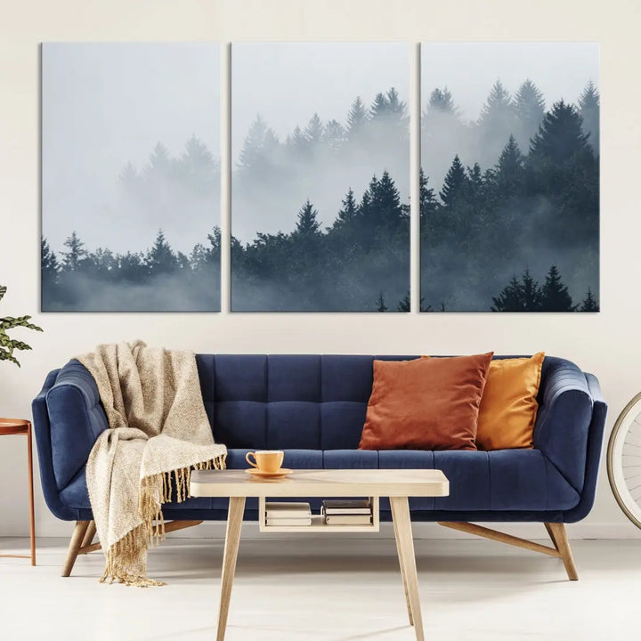 Bring the Peaceful Beauty of a Misty Foggy Forest with Clouds to Your Home with Our Nature Wall Art Canvas Print