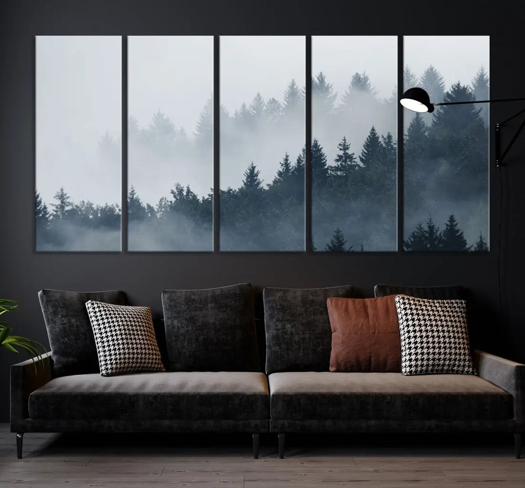 Bring the Peaceful Beauty of a Misty Foggy Forest with Clouds to Your Home with Our Nature Wall Art Canvas Print