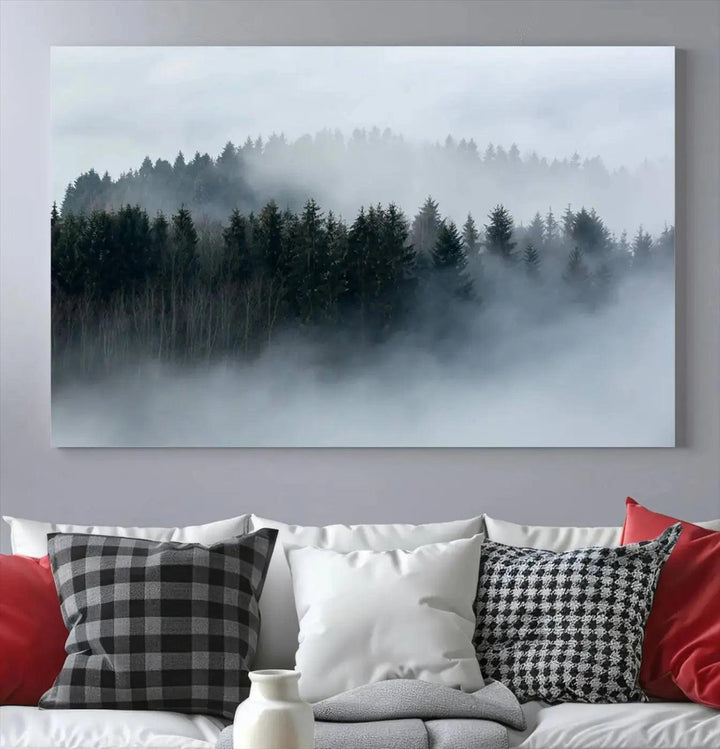 Captivating Foggy Forest Canvas Wall Art Print Wall Hanging Set of Prints