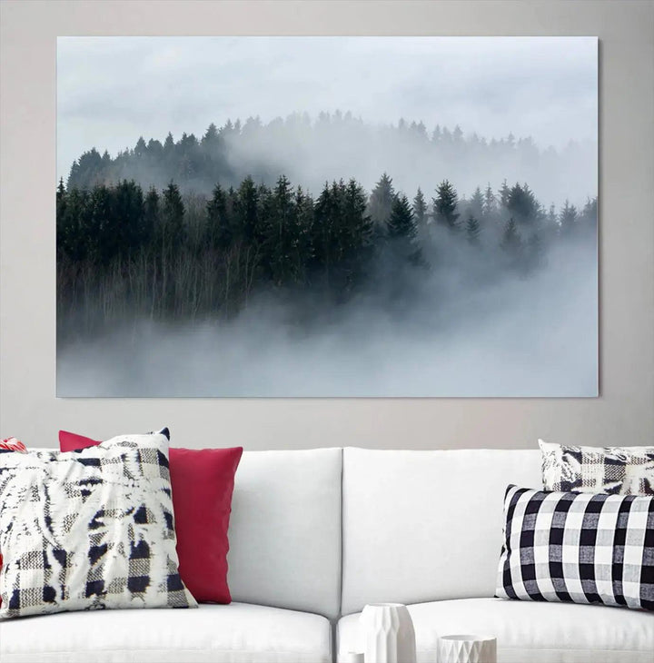 Captivating Foggy Forest Canvas Wall Art Print Wall Hanging Set of Prints