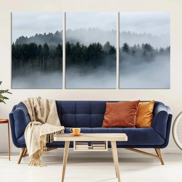 Captivating Foggy Forest Canvas Wall Art Print Wall Hanging Set of Prints