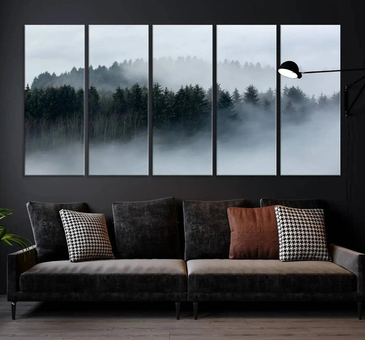 Captivating Foggy Forest Canvas Wall Art Print Wall Hanging Set of Prints