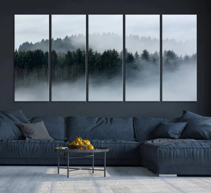 Captivating Foggy Forest Canvas Wall Art Print Wall Hanging Set of Prints