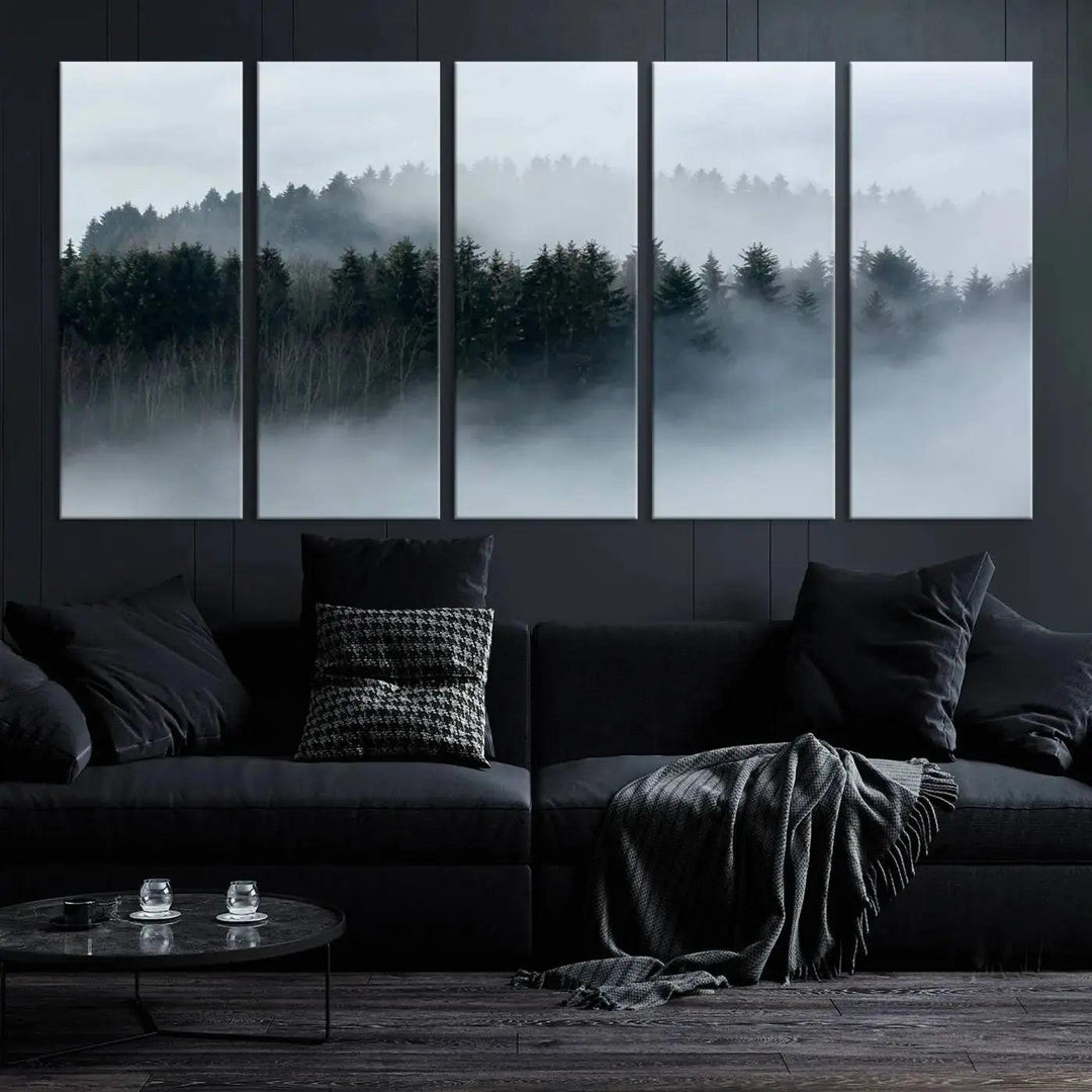 Captivating Foggy Forest Canvas Wall Art Print Wall Hanging Set of Prints