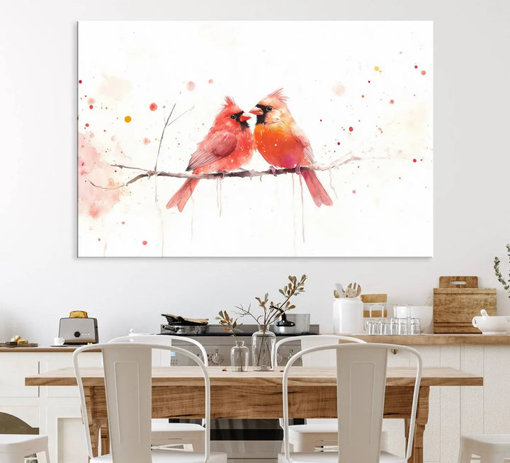 Cardinal Bird Canvas Wall Art - Male and Female Cardinal Print - Nature-Inspired Bird Wall Decor for Home - Vibrant Wildlife Art on Canvas