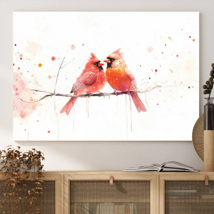 Cardinal Bird Canvas Wall Art - Male and Female Cardinal Print - Nature-Inspired Bird Wall Decor for Home - Vibrant Wildlife Art on Canvas