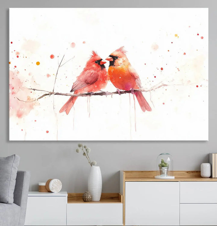 Cardinal Bird Canvas Wall Art - Male and Female Cardinal Print - Nature-Inspired Bird Wall Decor for Home - Vibrant Wildlife Art on Canvas