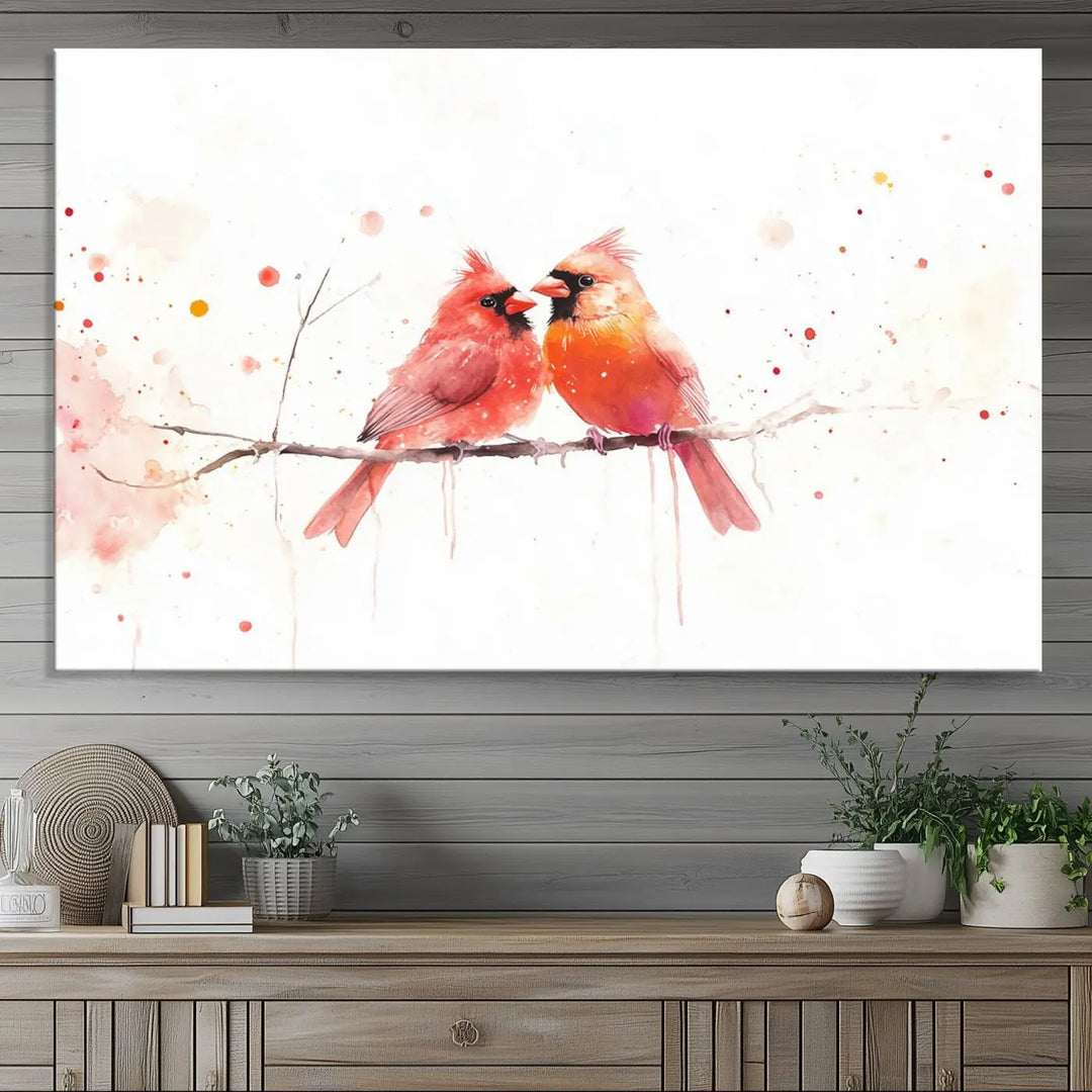 Cardinal Bird Canvas Wall Art - Male and Female Cardinal Print - Nature-Inspired Bird Wall Decor for Home - Vibrant Wildlife Art on Canvas