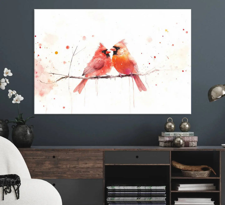 Cardinal Bird Canvas Wall Art - Male and Female Cardinal Print - Nature-Inspired Bird Wall Decor for Home - Vibrant Wildlife Art on Canvas