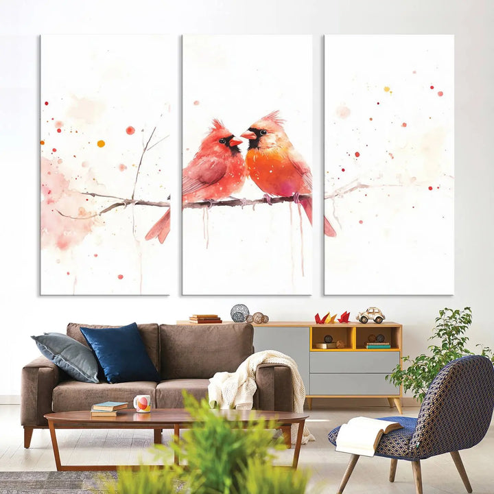 Cardinal Bird Canvas Wall Art - Male and Female Cardinal Print - Nature-Inspired Bird Wall Decor for Home - Vibrant Wildlife Art on Canvas