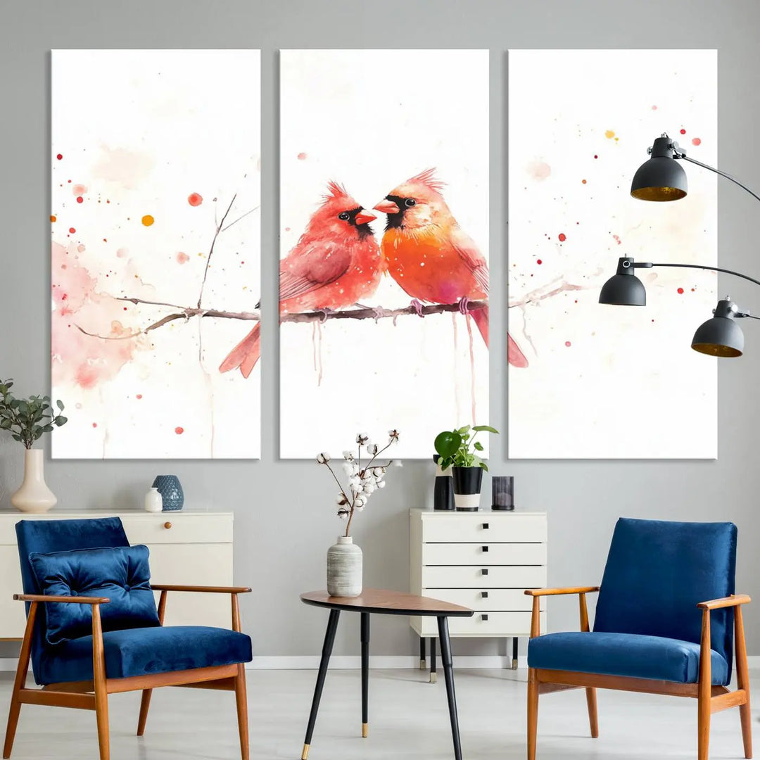 Cardinal Bird Canvas Wall Art - Male and Female Cardinal Print - Nature-Inspired Bird Wall Decor for Home - Vibrant Wildlife Art on Canvas