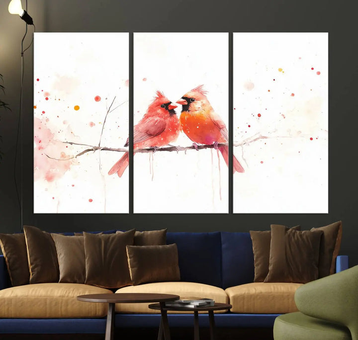 Cardinal Bird Canvas Wall Art - Male and Female Cardinal Print - Nature-Inspired Bird Wall Decor for Home - Vibrant Wildlife Art on Canvas