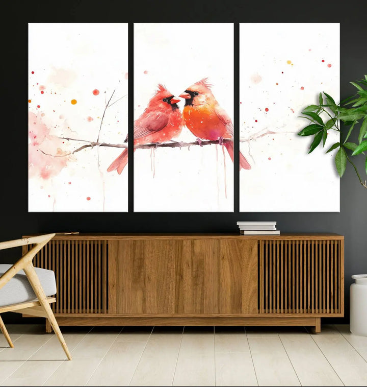 Cardinal Bird Canvas Wall Art - Male and Female Cardinal Print - Nature-Inspired Bird Wall Decor for Home - Vibrant Wildlife Art on Canvas