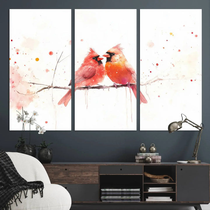 Cardinal Bird Canvas Wall Art - Male and Female Cardinal Print - Nature-Inspired Bird Wall Decor for Home - Vibrant Wildlife Art on Canvas