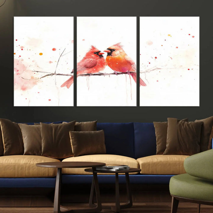 Cardinal Bird Canvas Wall Art - Male and Female Cardinal Print - Nature-Inspired Bird Wall Decor for Home - Vibrant Wildlife Art on Canvas