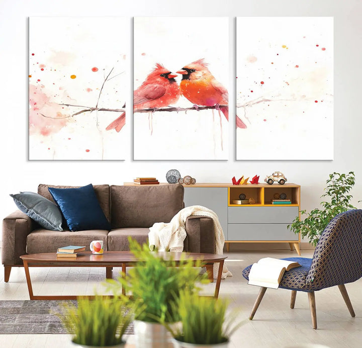 Cardinal Bird Canvas Wall Art - Male and Female Cardinal Print - Nature-Inspired Bird Wall Decor for Home - Vibrant Wildlife Art on Canvas