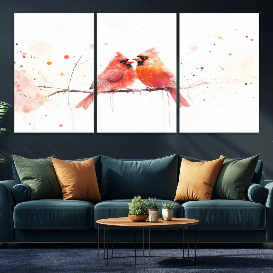 Cardinal Bird Canvas Wall Art - Male and Female Cardinal Print - Nature-Inspired Bird Wall Decor for Home - Vibrant Wildlife Art on Canvas