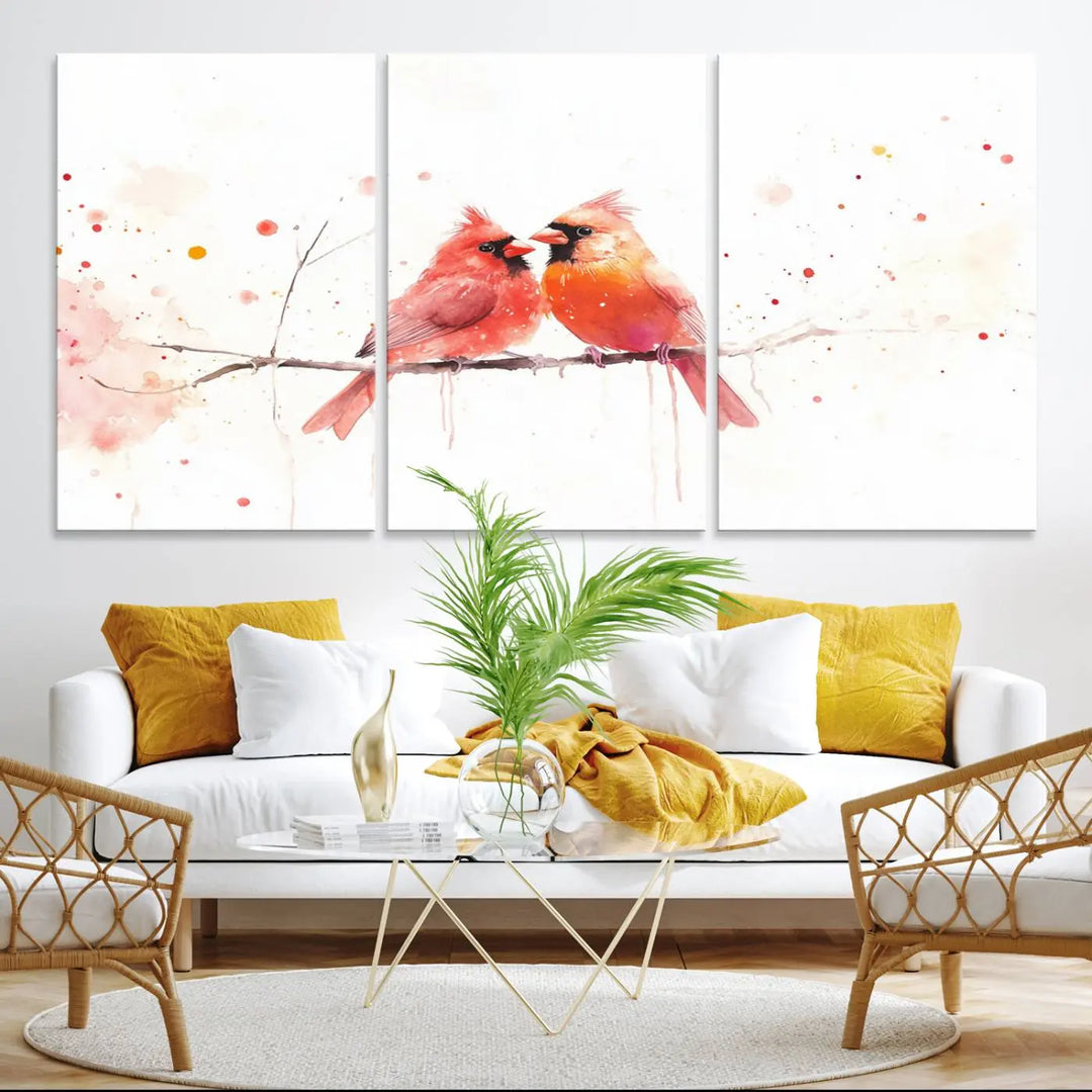 Cardinal Bird Canvas Wall Art - Male and Female Cardinal Print - Nature-Inspired Bird Wall Decor for Home - Vibrant Wildlife Art on Canvas