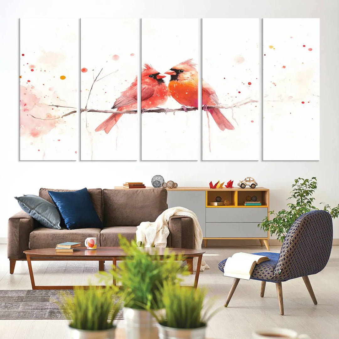 Cardinal Bird Canvas Wall Art - Male and Female Cardinal Print - Nature-Inspired Bird Wall Decor for Home - Vibrant Wildlife Art on Canvas