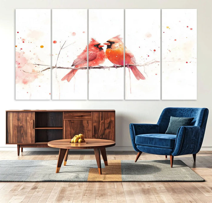 Cardinal Bird Canvas Wall Art - Male and Female Cardinal Print - Nature-Inspired Bird Wall Decor for Home - Vibrant Wildlife Art on Canvas