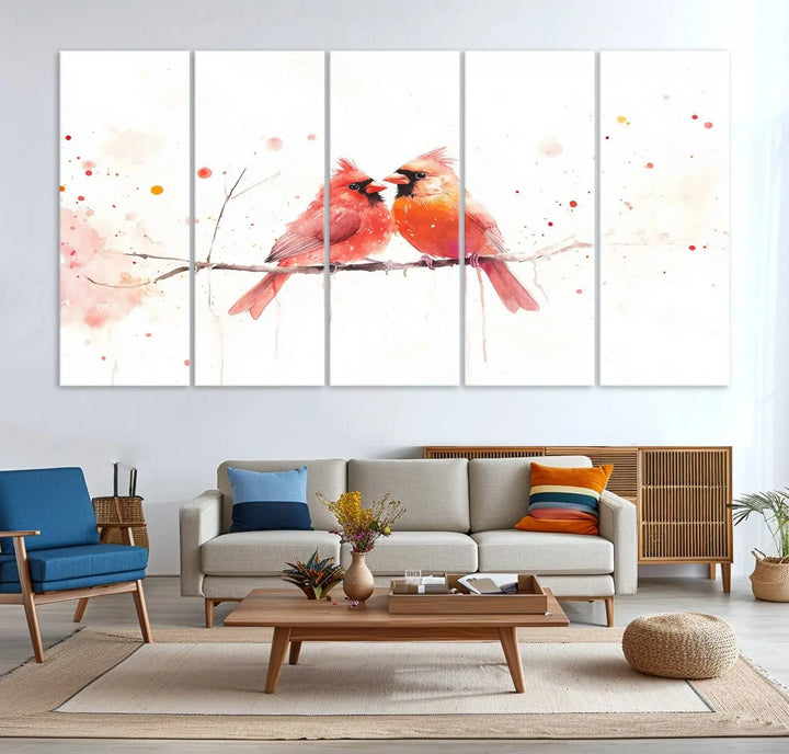 Cardinal Bird Canvas Wall Art - Male and Female Cardinal Print - Nature-Inspired Bird Wall Decor for Home - Vibrant Wildlife Art on Canvas