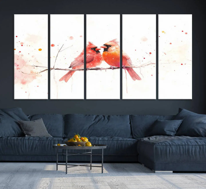 Cardinal Bird Canvas Wall Art - Male and Female Cardinal Print - Nature-Inspired Bird Wall Decor for Home - Vibrant Wildlife Art on Canvas