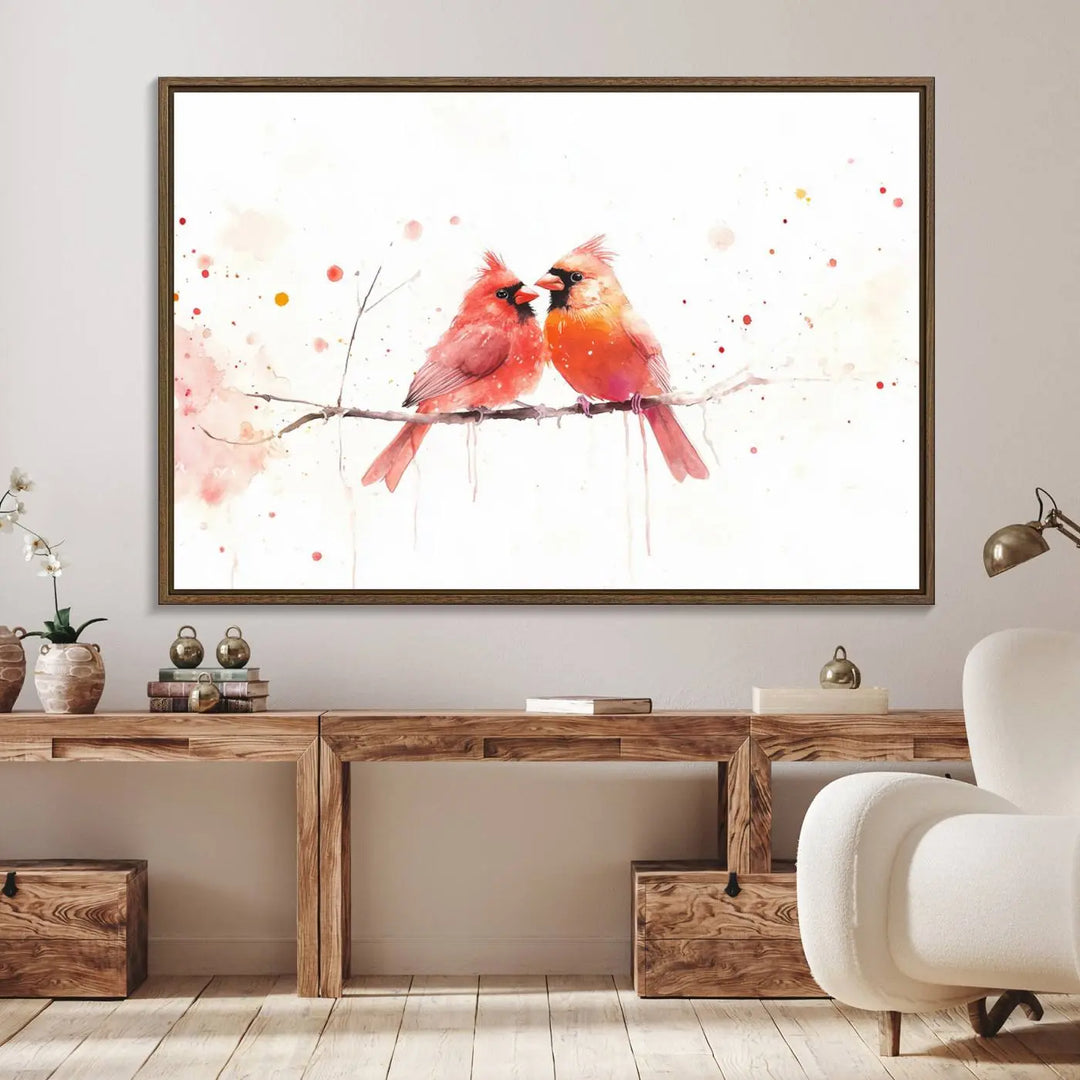 Cardinal Bird Canvas Wall Art - Male and Female Cardinal Print - Nature-Inspired Bird Wall Decor for Home - Vibrant Wildlife Art on Canvas