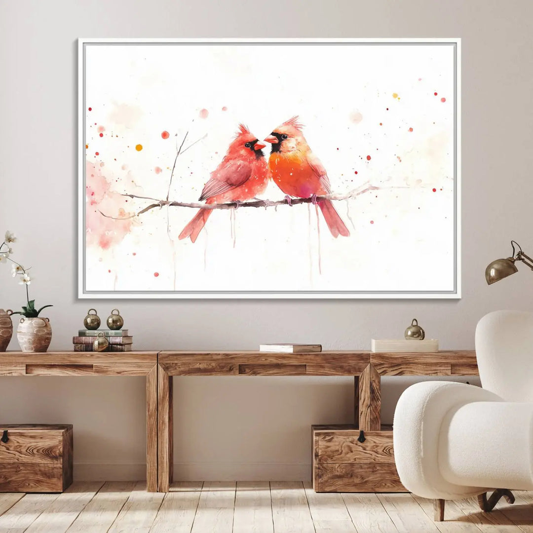 Cardinal Bird Canvas Wall Art - Male and Female Cardinal Print - Nature-Inspired Bird Wall Decor for Home - Vibrant Wildlife Art on Canvas