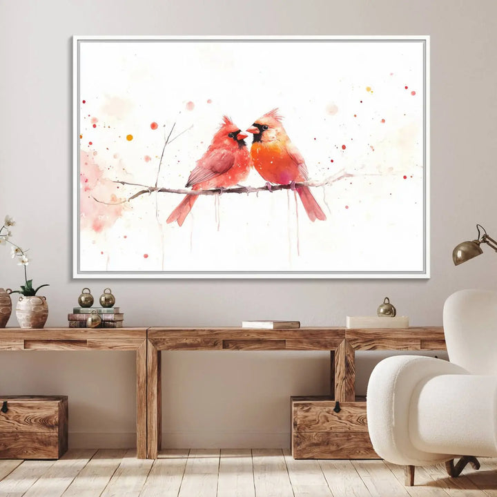 Cardinal Bird Canvas Wall Art - Male and Female Cardinal Print - Nature-Inspired Bird Wall Decor for Home - Vibrant Wildlife Art on Canvas