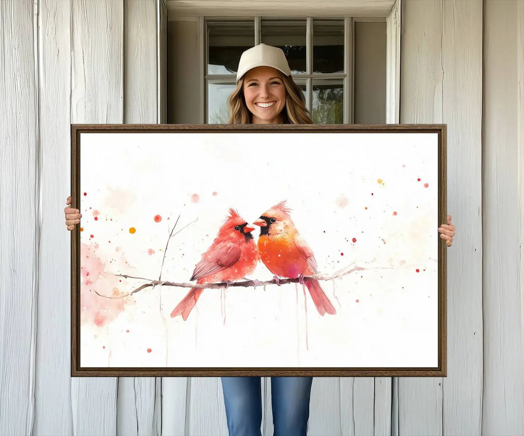 Cardinal Bird Canvas Wall Art - Male and Female Cardinal Print - Nature-Inspired Bird Wall Decor for Home - Vibrant Wildlife Art on Canvas