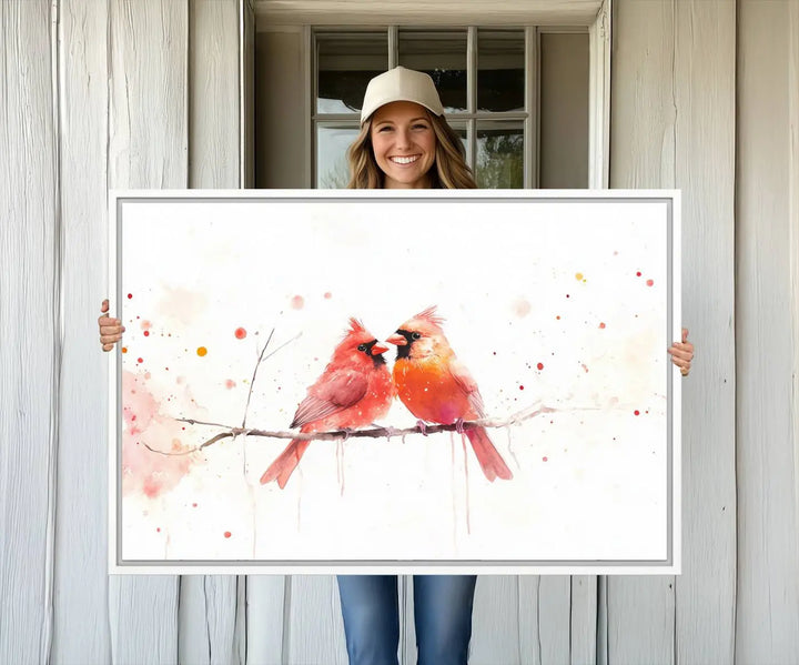 Cardinal Bird Canvas Wall Art - Male and Female Cardinal Print - Nature-Inspired Bird Wall Decor for Home - Vibrant Wildlife Art on Canvas