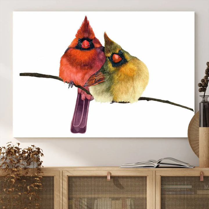 Cardinal Bird Canvas Wall Art - Male and Female Cardinal Print - Nature-Inspired Bird Wall Decor for Home - Vibrant Wildlife Art on Canvas