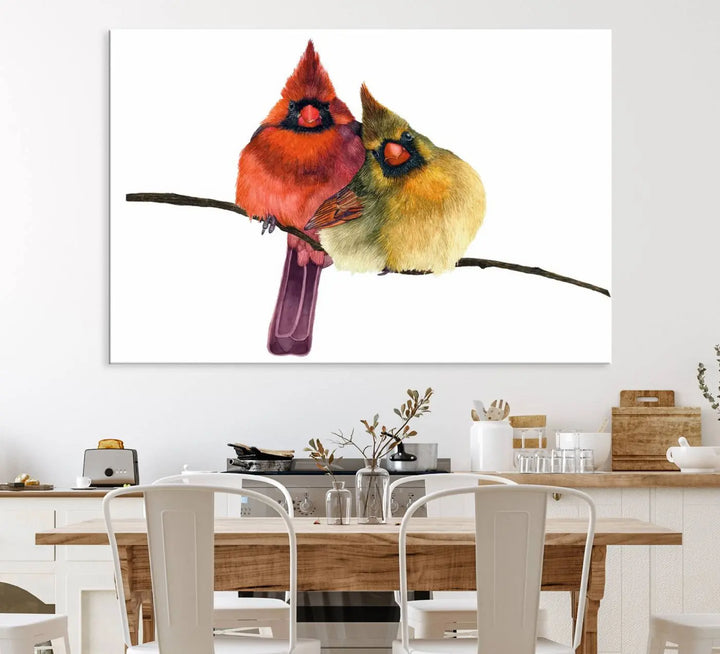 Cardinal Bird Canvas Wall Art - Male and Female Cardinal Print - Nature-Inspired Bird Wall Decor for Home - Vibrant Wildlife Art on Canvas